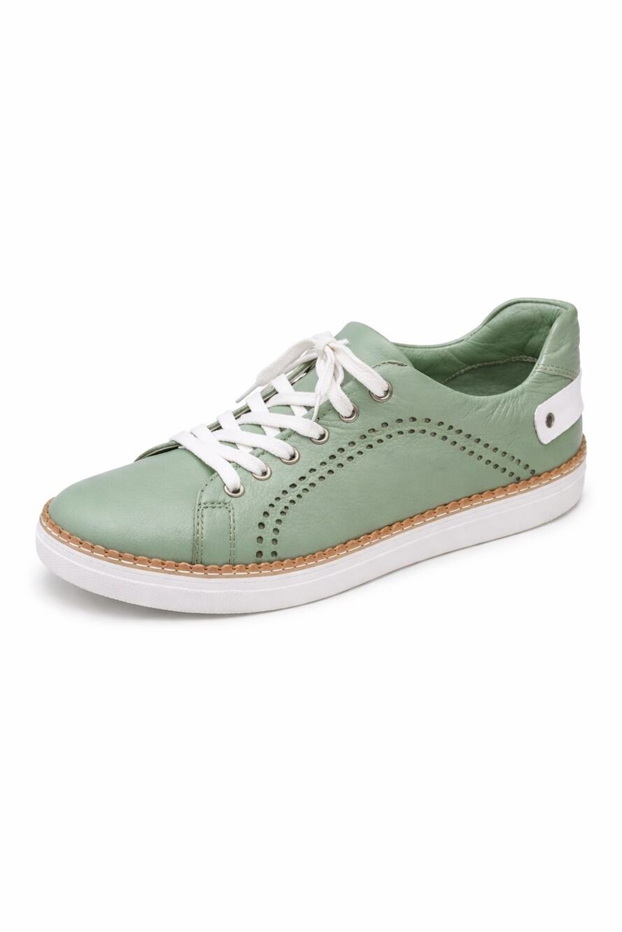 Leather Tennis Shoes Eric Nurnberg Womens 10 Pistachio Green Low Top Sneakers